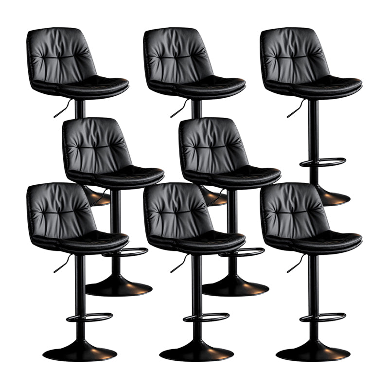 Swivel and Adjustable Bar Chair Modern Faux Leather Armless Bar Chair Black 8 Piece Set Clearhalo 'Bar Furniture' 'Bar Stools' 'bar_stools' 'furn' 'furn_bar_stools' 'Furniture' 'Kitchen & Dining Furniture' 5871244
