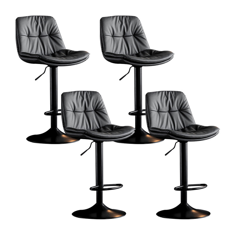 Swivel and Adjustable Bar Chair Modern Faux Leather Armless Bar Chair Grey 4 Piece Set Clearhalo 'Bar Furniture' 'Bar Stools' 'bar_stools' 'furn' 'furn_bar_stools' 'Furniture' 'Kitchen & Dining Furniture' 5871250