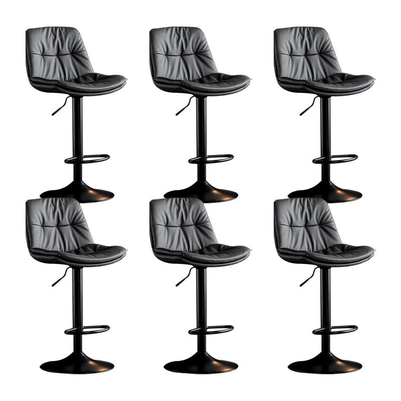 Swivel and Adjustable Bar Chair Modern Faux Leather Armless Bar Chair Grey 6 Piece Set Clearhalo 'Bar Furniture' 'Bar Stools' 'bar_stools' 'furn' 'furn_bar_stools' 'Furniture' 'Kitchen & Dining Furniture' 5871252