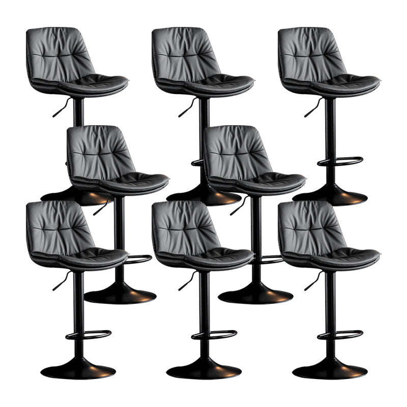 Swivel and Adjustable Bar Chair Modern Faux Leather Armless Bar Chair Grey 8 Piece Set Clearhalo 'Bar Furniture' 'Bar Stools' 'bar_stools' 'furn' 'furn_bar_stools' 'Furniture' 'Kitchen & Dining Furniture' 5871254