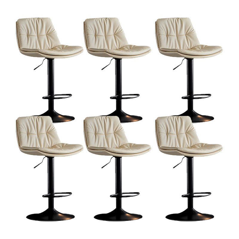 Swivel and Adjustable Bar Chair Modern Faux Leather Armless Bar Chair White 6 Piece Set Clearhalo 'Bar Furniture' 'Bar Stools' 'bar_stools' 'furn' 'furn_bar_stools' 'Furniture' 'Kitchen & Dining Furniture' 5871258