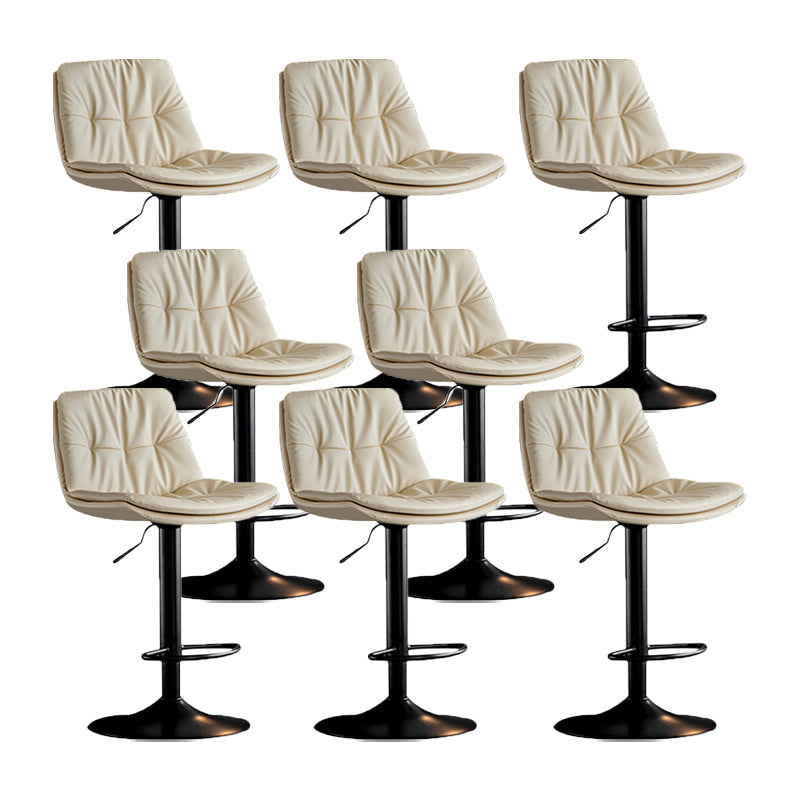 Swivel and Adjustable Bar Chair Modern Faux Leather Armless Bar Chair White 8 Piece Set Clearhalo 'Bar Furniture' 'Bar Stools' 'bar_stools' 'furn' 'furn_bar_stools' 'Furniture' 'Kitchen & Dining Furniture' 5871259