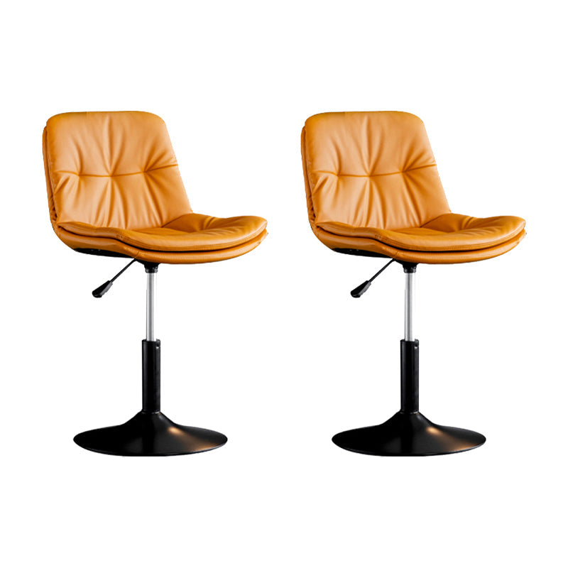 Swivel and Adjustable Bar Chair Modern Faux Leather Armless Bar Chair Orange 2 Piece Set Clearhalo 'Bar Furniture' 'Bar Stools' 'bar_stools' 'furn' 'furn_bar_stools' 'Furniture' 'Kitchen & Dining Furniture' 5871261