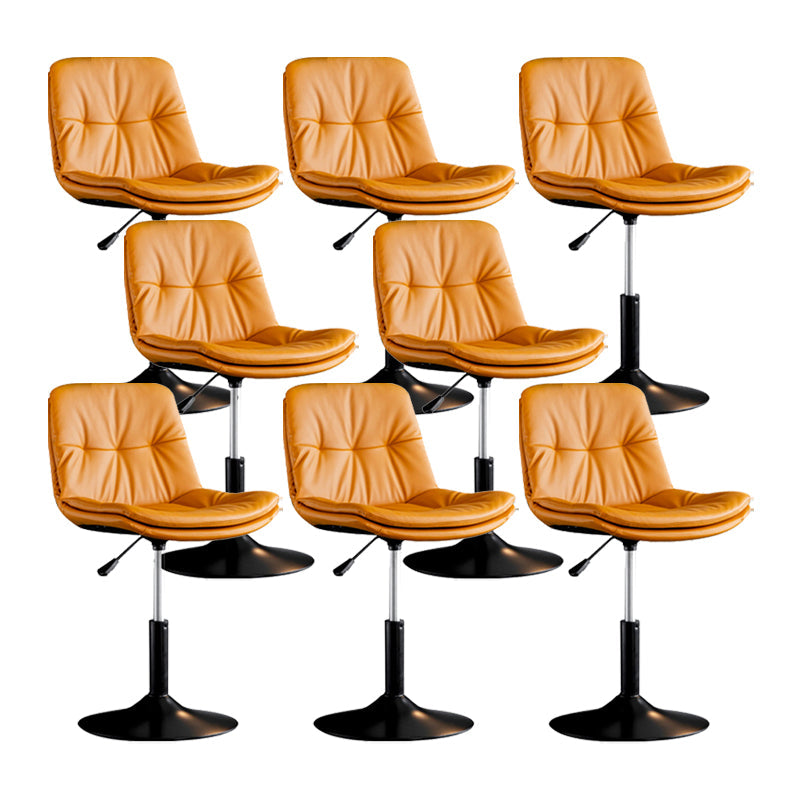 Swivel and Adjustable Bar Chair Modern Faux Leather Armless Bar Chair Orange 8 Piece Set Clearhalo 'Bar Furniture' 'Bar Stools' 'bar_stools' 'furn' 'furn_bar_stools' 'Furniture' 'Kitchen & Dining Furniture' 5871264