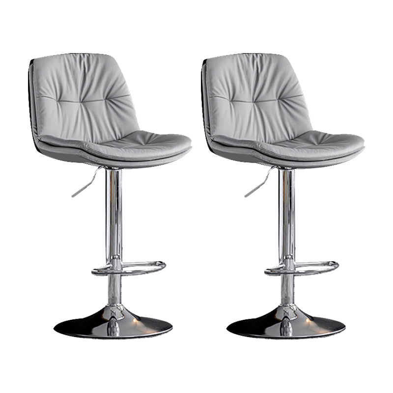 Swivel and Adjustable Bar Chair Modern Faux Leather Armless Bar Chair Silver Gray 2 Piece Set Clearhalo 'Bar Furniture' 'Bar Stools' 'bar_stools' 'furn' 'furn_bar_stools' 'Furniture' 'Kitchen & Dining Furniture' 5871266