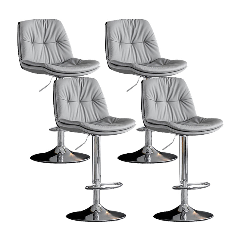 Swivel and Adjustable Bar Chair Modern Faux Leather Armless Bar Chair Silver Gray 4 Piece Set Clearhalo 'Bar Furniture' 'Bar Stools' 'bar_stools' 'furn' 'furn_bar_stools' 'Furniture' 'Kitchen & Dining Furniture' 5871267