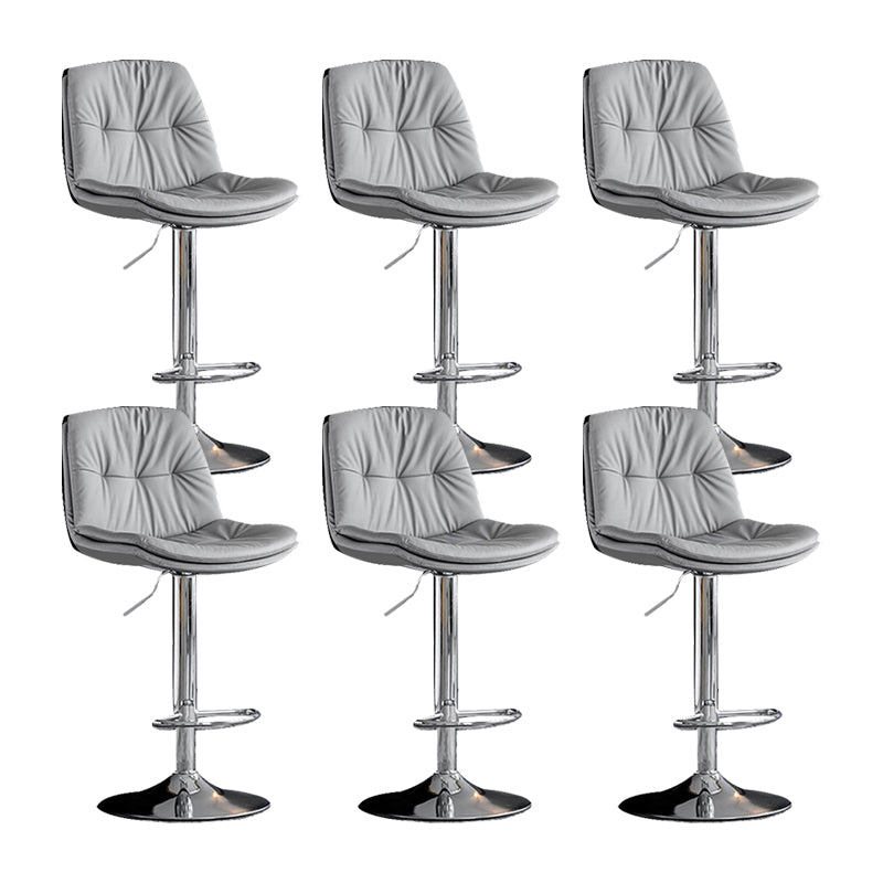 Swivel and Adjustable Bar Chair Modern Faux Leather Armless Bar Chair Silver Gray 6 Piece Set Clearhalo 'Bar Furniture' 'Bar Stools' 'bar_stools' 'furn' 'furn_bar_stools' 'Furniture' 'Kitchen & Dining Furniture' 5871268