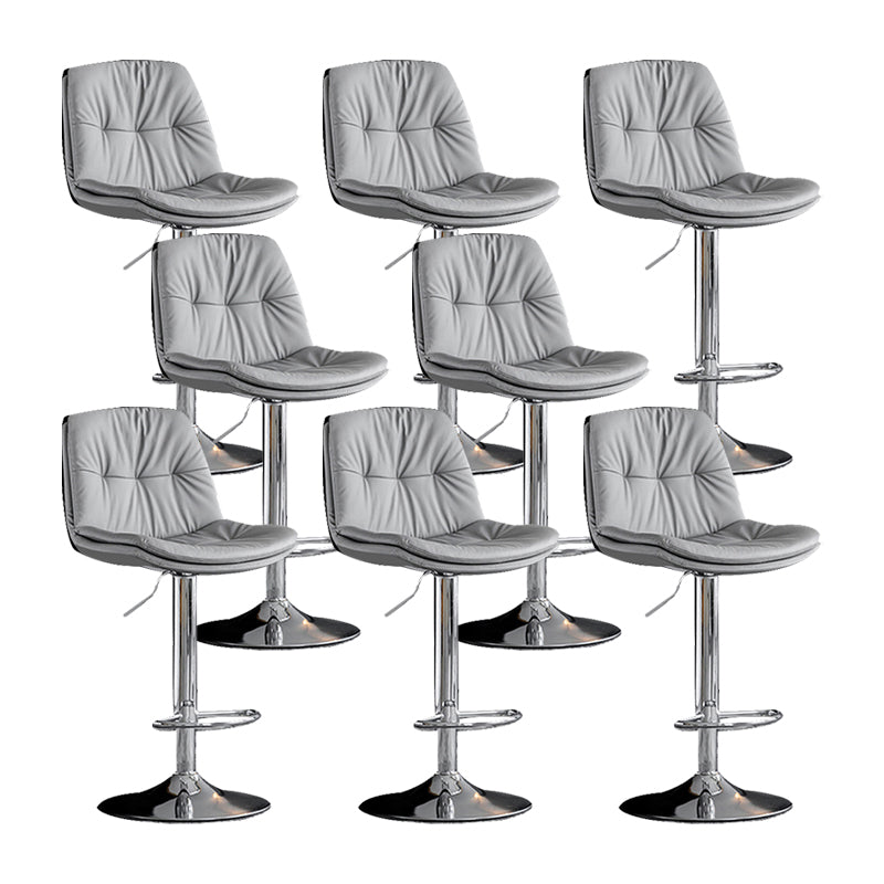 Swivel and Adjustable Bar Chair Modern Faux Leather Armless Bar Chair Silver Gray 8 Piece Set Clearhalo 'Bar Furniture' 'Bar Stools' 'bar_stools' 'furn' 'furn_bar_stools' 'Furniture' 'Kitchen & Dining Furniture' 5871269