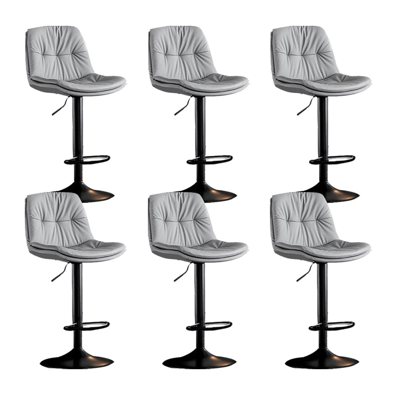 Swivel and Adjustable Bar Chair Modern Faux Leather Armless Bar Chair Light Gray 6 Piece Set Clearhalo 'Bar Furniture' 'Bar Stools' 'bar_stools' 'furn' 'furn_bar_stools' 'Furniture' 'Kitchen & Dining Furniture' 5871273