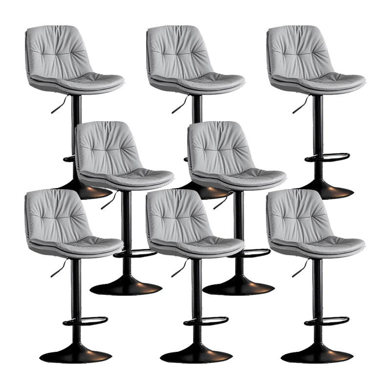 Swivel and Adjustable Bar Chair Modern Faux Leather Armless Bar Chair Light Gray 8 Piece Set Clearhalo 'Bar Furniture' 'Bar Stools' 'bar_stools' 'furn' 'furn_bar_stools' 'Furniture' 'Kitchen & Dining Furniture' 5871274