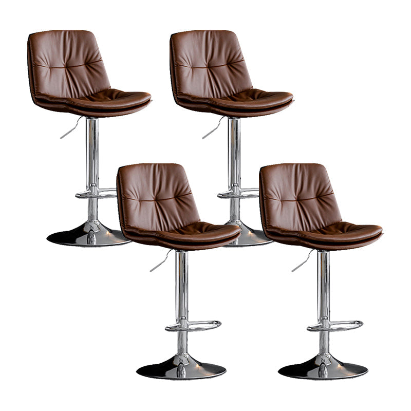 Swivel and Adjustable Bar Chair Modern Faux Leather Armless Bar Chair Silver Brown 4 Piece Set Clearhalo 'Bar Furniture' 'Bar Stools' 'bar_stools' 'furn' 'furn_bar_stools' 'Furniture' 'Kitchen & Dining Furniture' 5871277