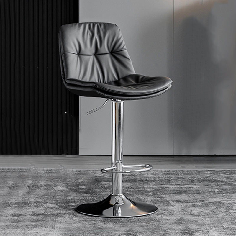 Swivel and Adjustable Bar Chair Modern Faux Leather Armless Bar Chair Grey-Silver 1 Piece Clearhalo 'Bar Furniture' 'Bar Stools' 'bar_stools' 'furn' 'furn_bar_stools' 'Furniture' 'Kitchen & Dining Furniture' 5871280