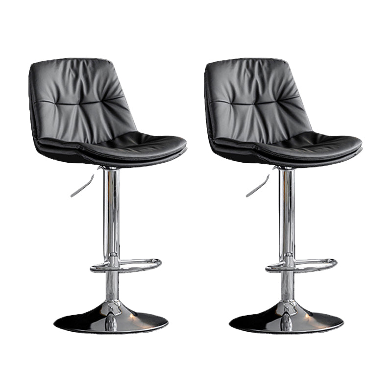 Swivel and Adjustable Bar Chair Modern Faux Leather Armless Bar Chair Grey-Silver 2 Piece Set Clearhalo 'Bar Furniture' 'Bar Stools' 'bar_stools' 'furn' 'furn_bar_stools' 'Furniture' 'Kitchen & Dining Furniture' 5871281
