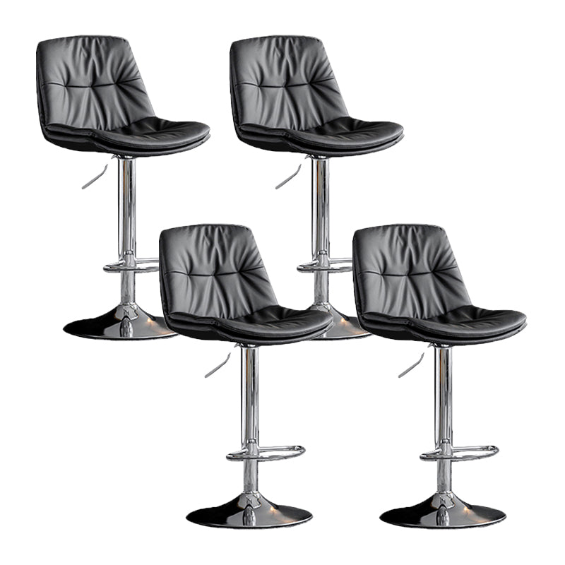 Swivel and Adjustable Bar Chair Modern Faux Leather Armless Bar Chair Grey-Silver 4 Piece Set Clearhalo 'Bar Furniture' 'Bar Stools' 'bar_stools' 'furn' 'furn_bar_stools' 'Furniture' 'Kitchen & Dining Furniture' 5871282