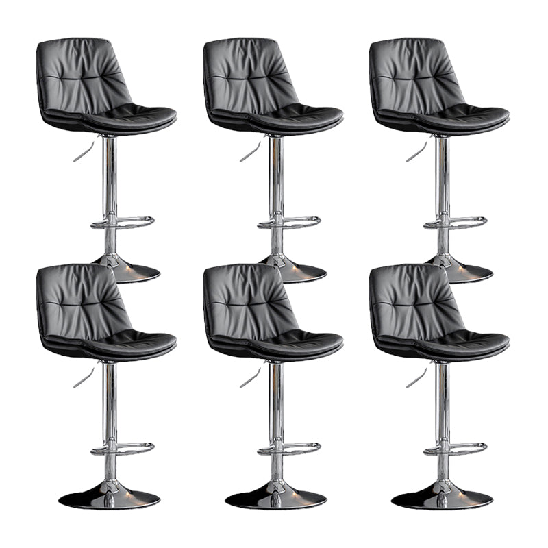 Swivel and Adjustable Bar Chair Modern Faux Leather Armless Bar Chair Grey-Silver 6 Piece Set Clearhalo 'Bar Furniture' 'Bar Stools' 'bar_stools' 'furn' 'furn_bar_stools' 'Furniture' 'Kitchen & Dining Furniture' 5871283