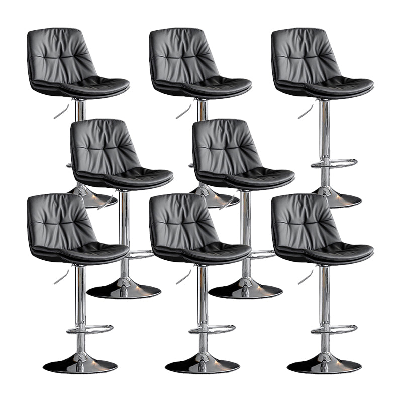 Swivel and Adjustable Bar Chair Modern Faux Leather Armless Bar Chair Grey-Silver 8 Piece Set Clearhalo 'Bar Furniture' 'Bar Stools' 'bar_stools' 'furn' 'furn_bar_stools' 'Furniture' 'Kitchen & Dining Furniture' 5871284