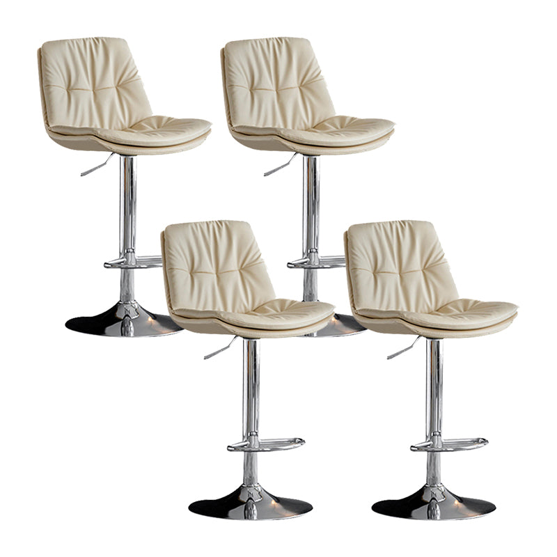 Swivel and Adjustable Bar Chair Modern Faux Leather Armless Bar Chair White-Silver 4 Piece Set Clearhalo 'Bar Furniture' 'Bar Stools' 'bar_stools' 'furn' 'furn_bar_stools' 'Furniture' 'Kitchen & Dining Furniture' 5871287