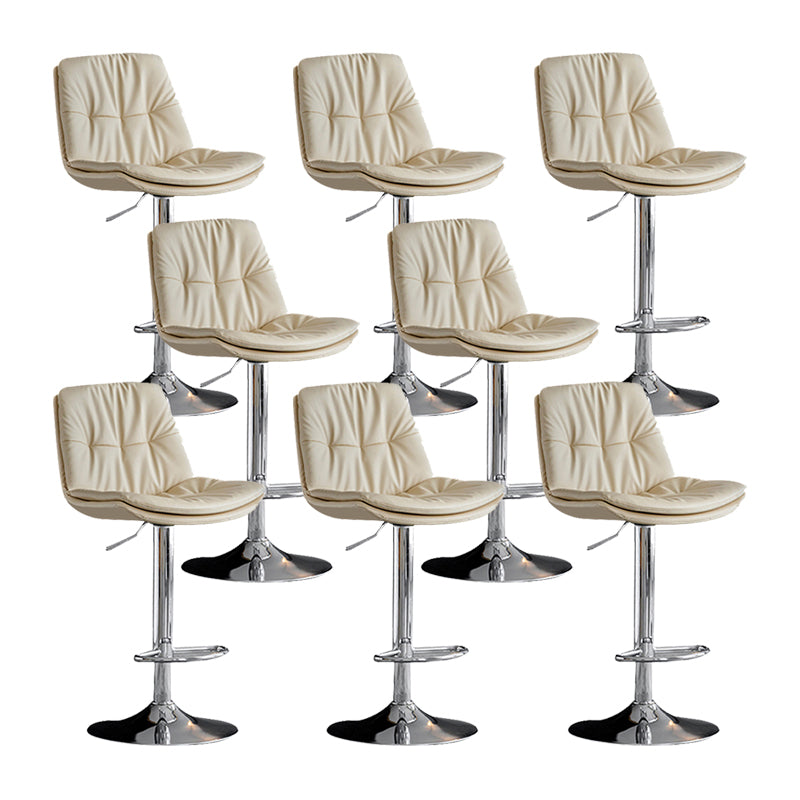 Swivel and Adjustable Bar Chair Modern Faux Leather Armless Bar Chair White-Silver 8 Piece Set Clearhalo 'Bar Furniture' 'Bar Stools' 'bar_stools' 'furn' 'furn_bar_stools' 'Furniture' 'Kitchen & Dining Furniture' 5871289