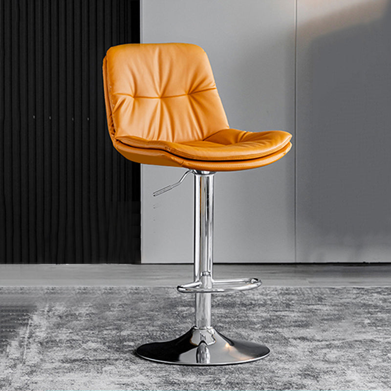 Swivel and Adjustable Bar Chair Modern Faux Leather Armless Bar Chair Orange Silver 1 Piece Clearhalo 'Bar Furniture' 'Bar Stools' 'bar_stools' 'furn' 'furn_bar_stools' 'Furniture' 'Kitchen & Dining Furniture' 5871290