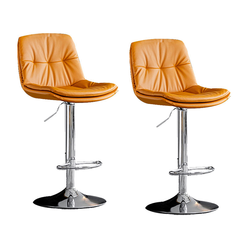 Swivel and Adjustable Bar Chair Modern Faux Leather Armless Bar Chair Orange Silver 2 Piece Set Clearhalo 'Bar Furniture' 'Bar Stools' 'bar_stools' 'furn' 'furn_bar_stools' 'Furniture' 'Kitchen & Dining Furniture' 5871291