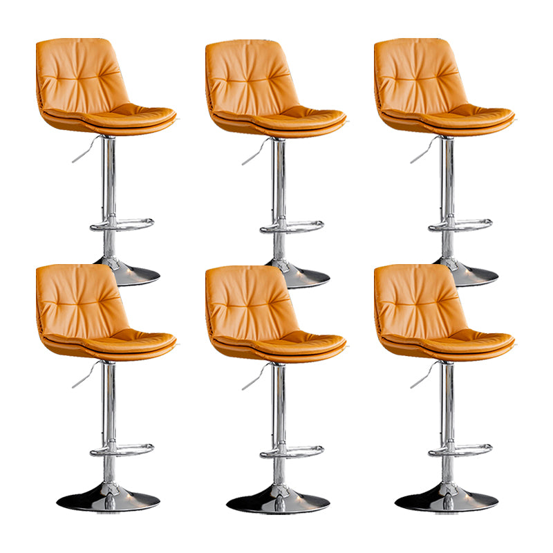 Swivel and Adjustable Bar Chair Modern Faux Leather Armless Bar Chair Orange Silver 6 Piece Set Clearhalo 'Bar Furniture' 'Bar Stools' 'bar_stools' 'furn' 'furn_bar_stools' 'Furniture' 'Kitchen & Dining Furniture' 5871293
