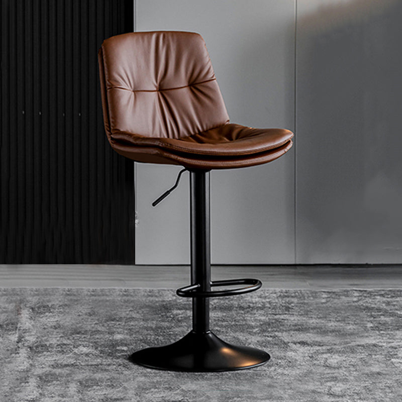 Swivel and Adjustable Bar Chair Modern Faux Leather Armless Bar Chair Brown 1 Piece Clearhalo 'Bar Furniture' 'Bar Stools' 'bar_stools' 'furn' 'furn_bar_stools' 'Furniture' 'Kitchen & Dining Furniture' 5871295
