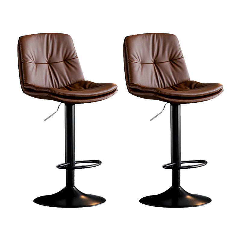 Swivel and Adjustable Bar Chair Modern Faux Leather Armless Bar Chair Brown 2 Piece Set Clearhalo 'Bar Furniture' 'Bar Stools' 'bar_stools' 'furn' 'furn_bar_stools' 'Furniture' 'Kitchen & Dining Furniture' 5871296