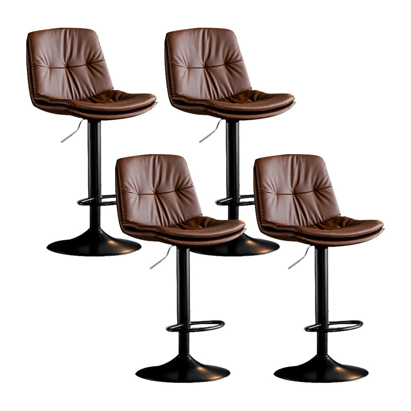 Swivel and Adjustable Bar Chair Modern Faux Leather Armless Bar Chair Brown 4 Piece Set Clearhalo 'Bar Furniture' 'Bar Stools' 'bar_stools' 'furn' 'furn_bar_stools' 'Furniture' 'Kitchen & Dining Furniture' 5871297