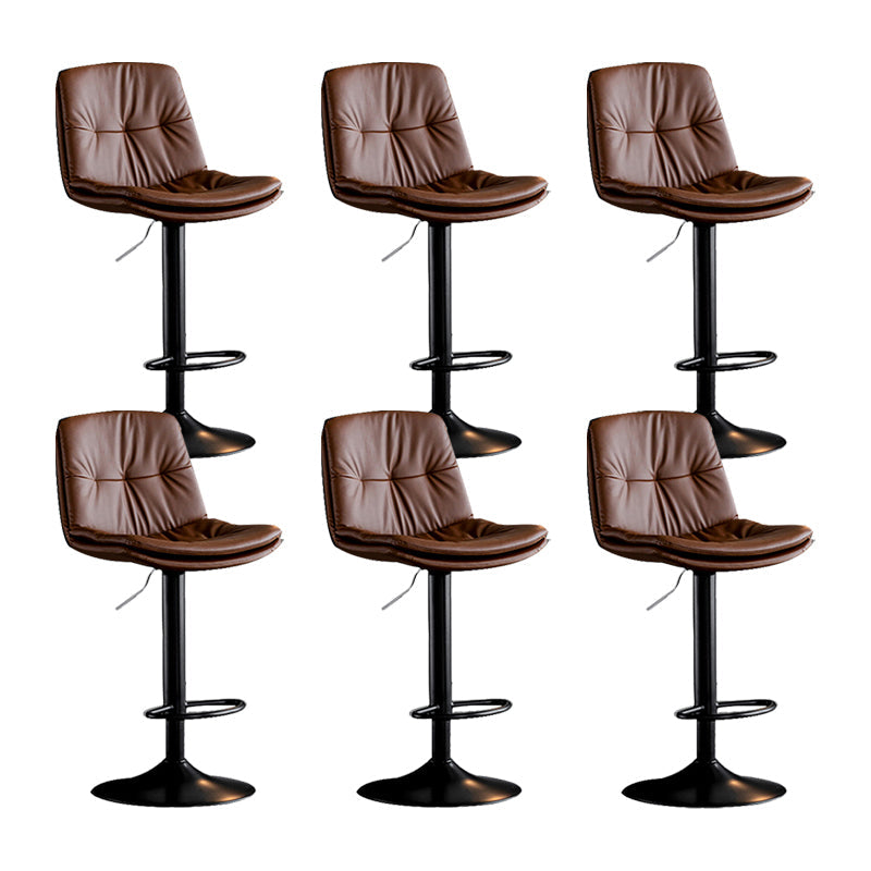 Swivel and Adjustable Bar Chair Modern Faux Leather Armless Bar Chair Brown 6 Piece Set Clearhalo 'Bar Furniture' 'Bar Stools' 'bar_stools' 'furn' 'furn_bar_stools' 'Furniture' 'Kitchen & Dining Furniture' 5871298
