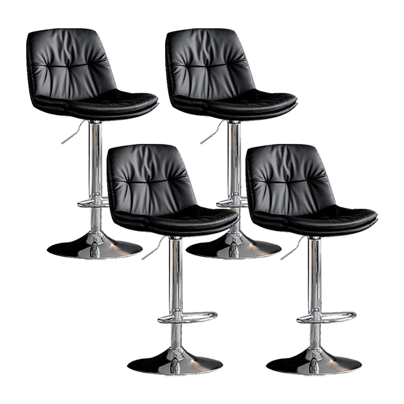 Swivel and Adjustable Bar Chair Modern Faux Leather Armless Bar Chair Black-Silver 4 Piece Set Clearhalo 'Bar Furniture' 'Bar Stools' 'bar_stools' 'furn' 'furn_bar_stools' 'Furniture' 'Kitchen & Dining Furniture' 5871302