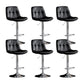 Swivel and Adjustable Bar Chair Modern Faux Leather Armless Bar Chair Black-Silver 6 Piece Set Clearhalo 'Bar Furniture' 'Bar Stools' 'bar_stools' 'furn' 'furn_bar_stools' 'Furniture' 'Kitchen & Dining Furniture' 5871303