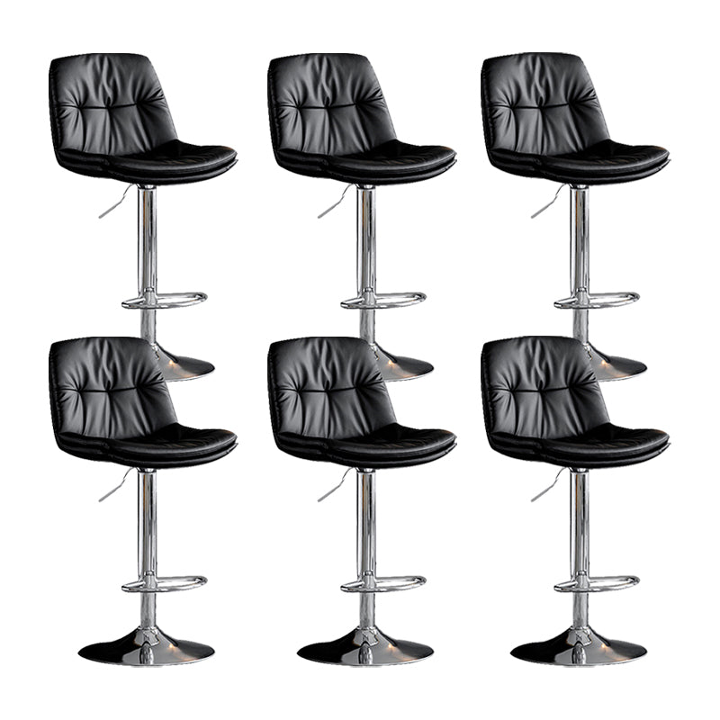 Swivel and Adjustable Bar Chair Modern Faux Leather Armless Bar Chair Black-Silver 6 Piece Set Clearhalo 'Bar Furniture' 'Bar Stools' 'bar_stools' 'furn' 'furn_bar_stools' 'Furniture' 'Kitchen & Dining Furniture' 5871303