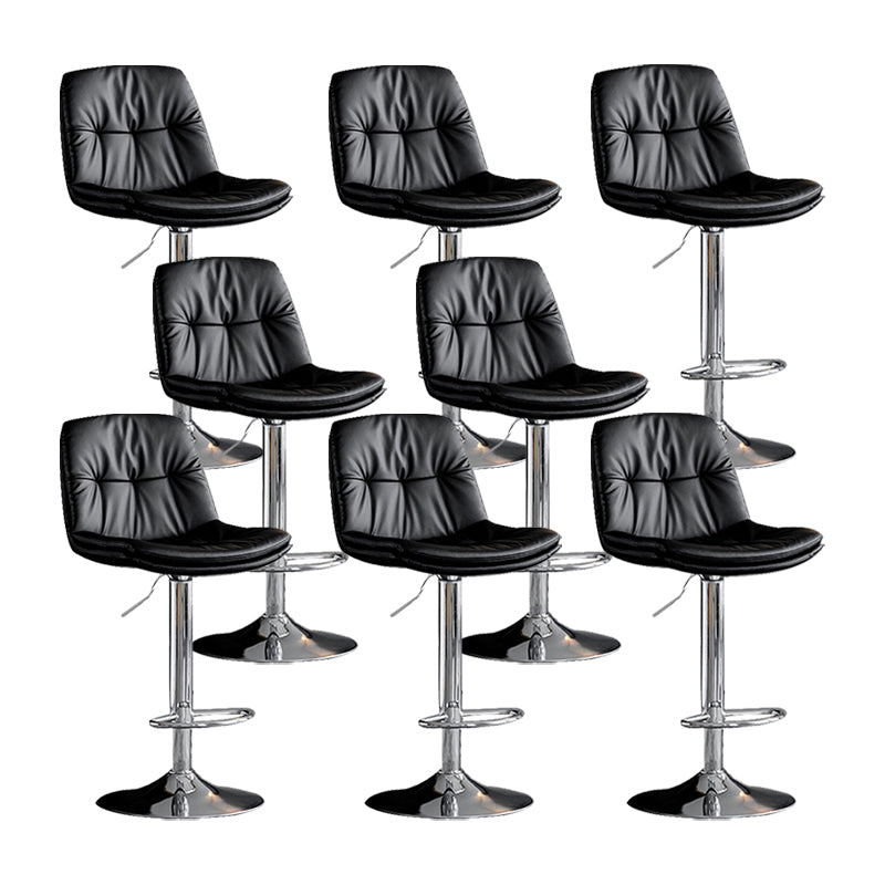 Swivel and Adjustable Bar Chair Modern Faux Leather Armless Bar Chair Black-Silver 8 Piece Set Clearhalo 'Bar Furniture' 'Bar Stools' 'bar_stools' 'furn' 'furn_bar_stools' 'Furniture' 'Kitchen & Dining Furniture' 5871304