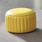 Pouf contemporaneo resistente all'acqua rotonda in pelle arancione ottomana