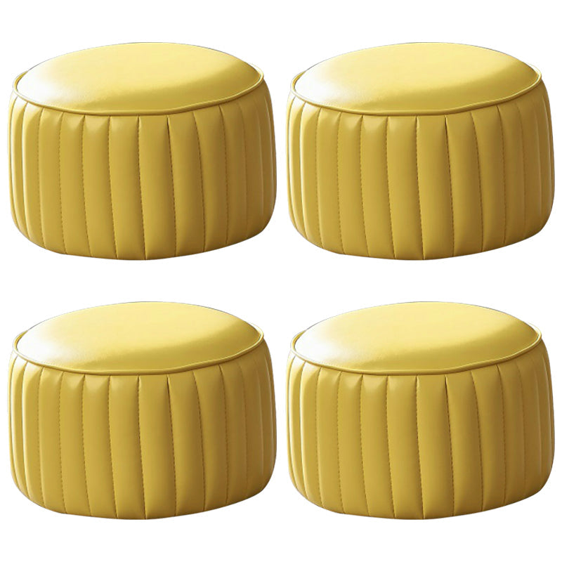 Pouf contemporaneo resistente all'acqua rotonda in pelle arancione ottomana