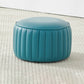 Contemporary Water Resistant Pouf Round Orange Leather Ottoman