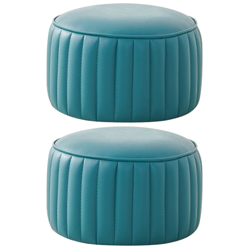 Pouf contemporaneo resistente all'acqua rotonda in pelle arancione ottomana