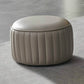 Pouf contemporaneo resistente all'acqua rotonda in pelle arancione ottomana