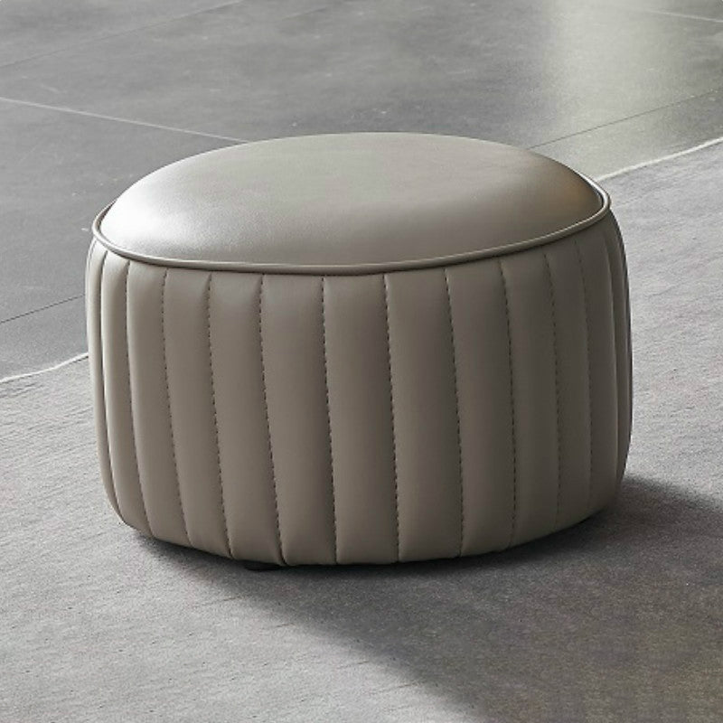 Pouf contemporaneo resistente all'acqua rotonda in pelle arancione ottomana