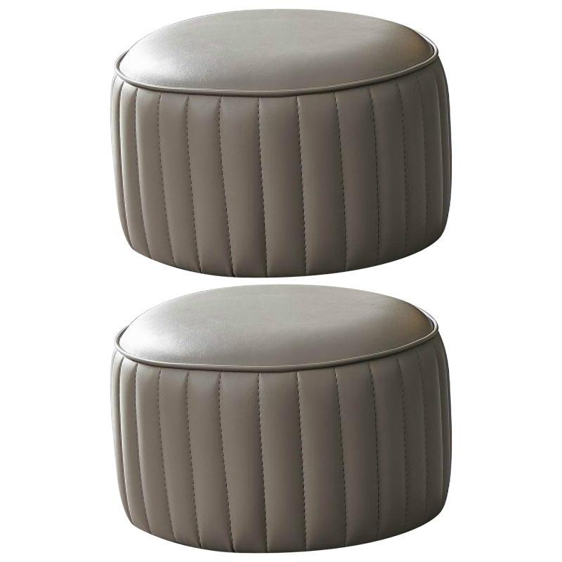 Pouf contemporaneo resistente all'acqua rotonda in pelle arancione ottomana