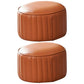 Pouf contemporaneo resistente all'acqua rotonda in pelle arancione ottomana