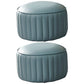 Pouf contemporaneo resistente all'acqua rotonda in pelle arancione ottomana