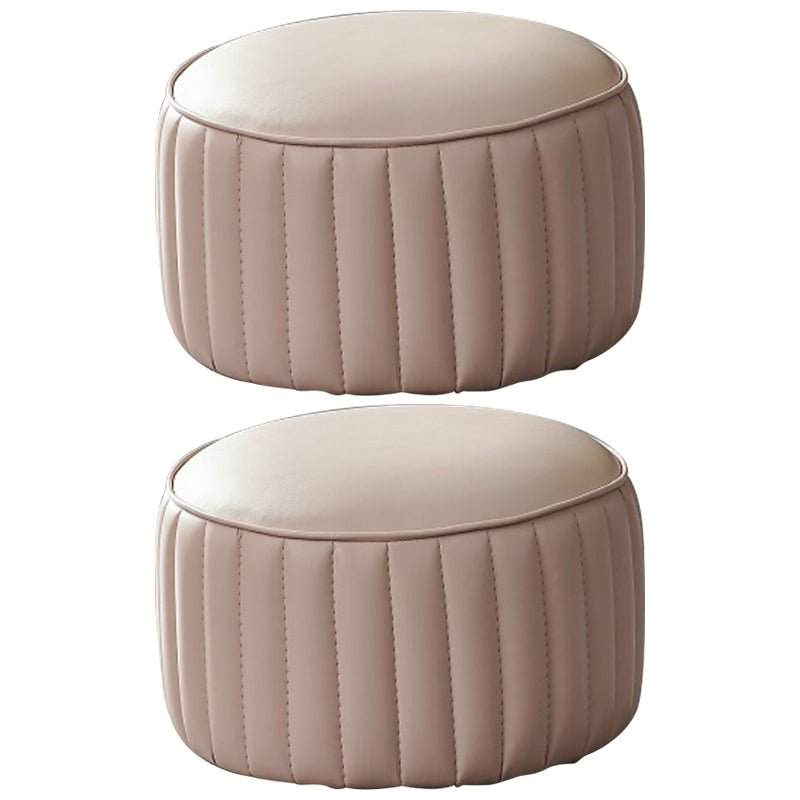 Pouf contemporaneo resistente all'acqua rotonda in pelle arancione ottomana