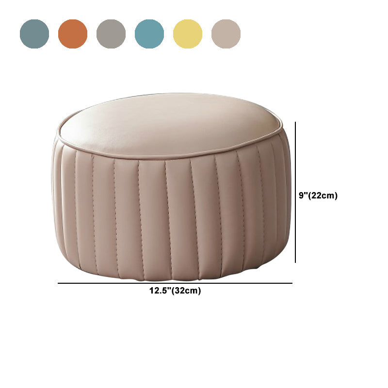 Pouf contemporaneo resistente all'acqua rotonda in pelle arancione ottomana