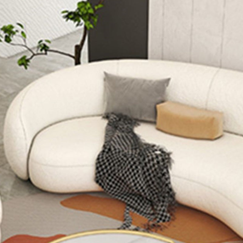 Contemporary Curved Sofa in White Sloped Arm Sofa for Living Room