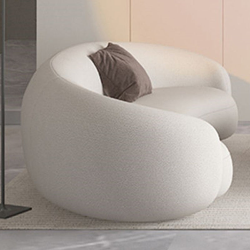 Contemporary Curved Sofa in White Sloped Arm Sofa for Living Room