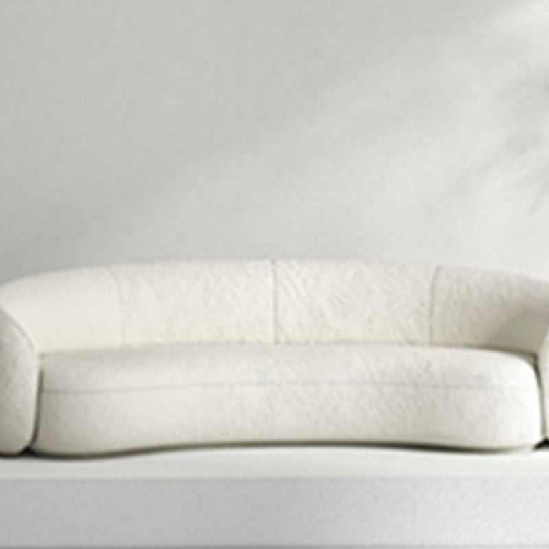 Contemporary Curved Sofa in White Sloped Arm Sofa for Living Room