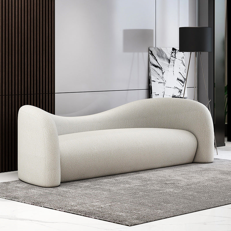 White Contemporary Curved Sofa Wool Tuxedo Arm Sofa for Living Room 94"L x 33"W x 31"H Clearhalo 'furn' 'furn_sofas' 'Furniture' 'Living Room Furniture' 'Sofa' 'sofas' 5871744