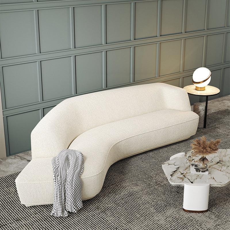 Sloped Arm Sofa Wool Modern Style Curved Sofa for Living Room