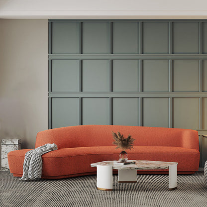 Sloped Arm Sofa Wool Modern Style Curved Sofa for Living Room